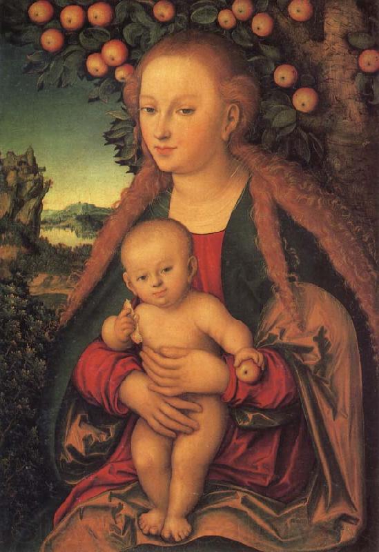 Lucas  Cranach The Virgin and Child under the Apple Tree Germany oil painting art